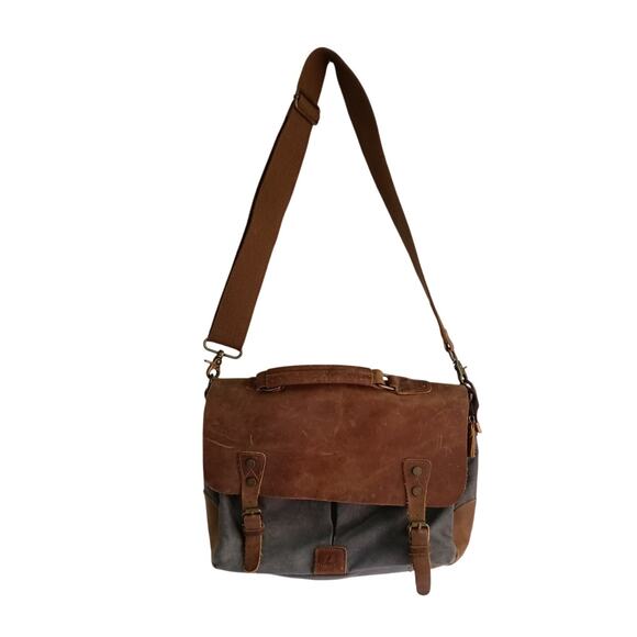 Vintage Langforth Leather and Canvas Messenger Bag - Picture 1 of 12